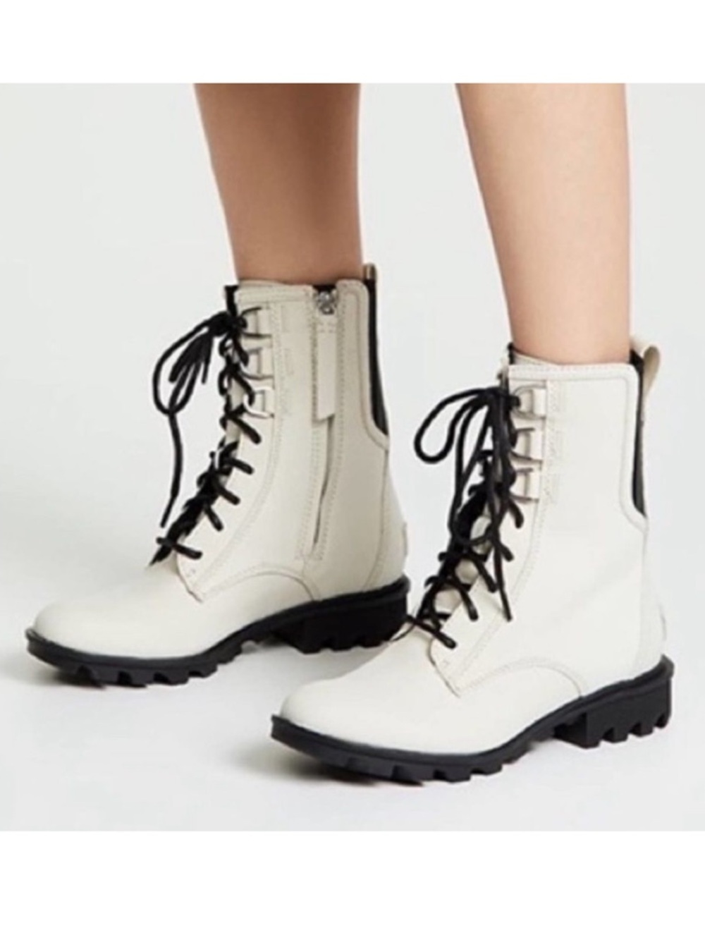 Sorel Phoenix Leather Lace Up Combat Boot in Fawn White Waterproof Gorpcore 6.5